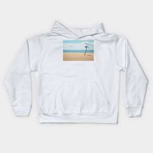 Palm tree on the beach Kids Hoodie